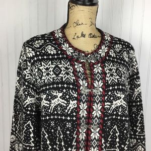 Talbots Nordic Fair Isle Cotton Cardigan Swearer
